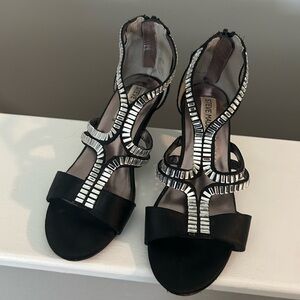 Steve Madden Black and Silver Embellished girls dress shoes